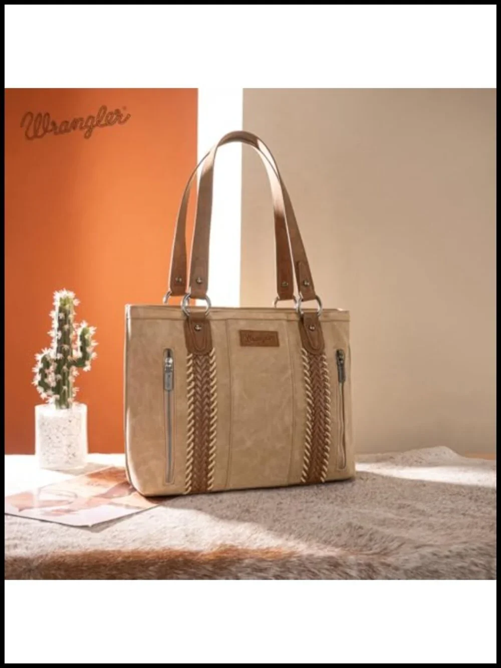 Western Distressed Faux Leather Tote Bag Multi Pockets Shoulder Handbag